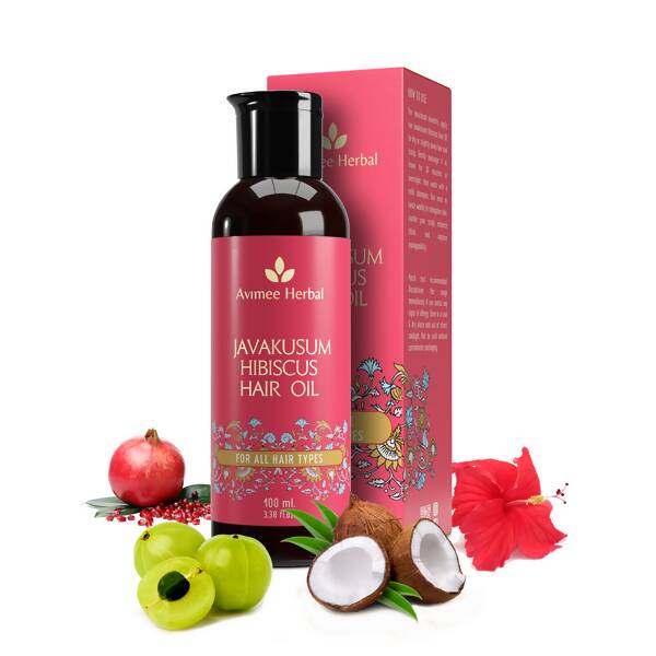 avimee-herbal-javakusum-hibiscus-hair-oil-with-coconut,-amla,-pomegranate-seed-oil-&-hibiscus-extrac