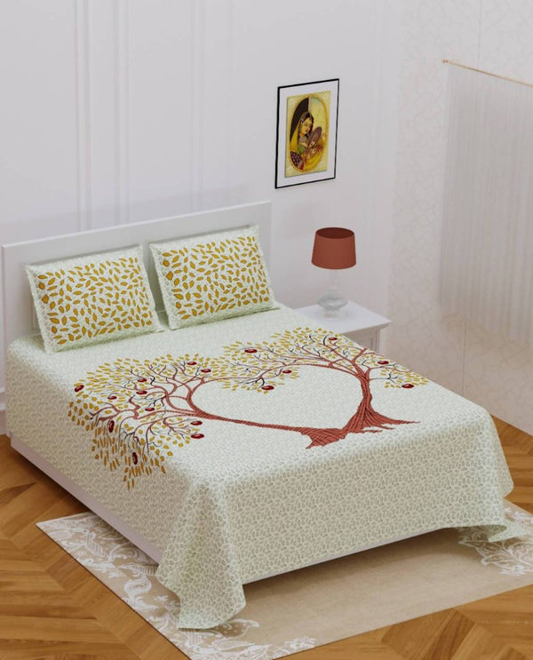 vamika-printed-cotton-cream-tree-design-bedsheet-with-pillow-covers-(pm-2-tree-cream