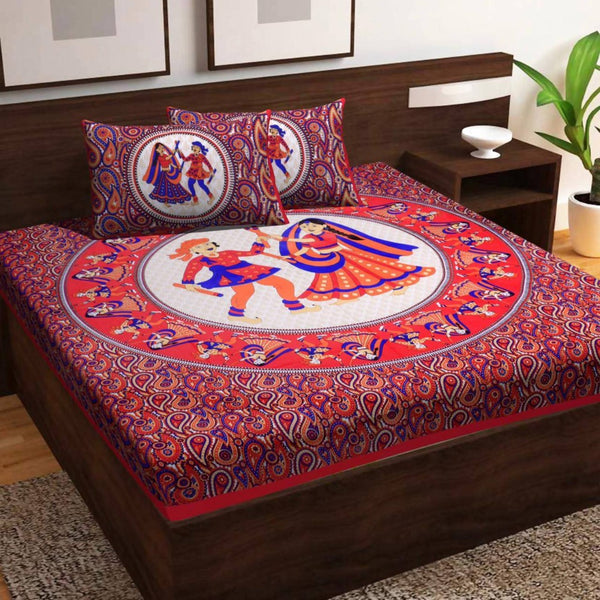 vamika-printed-cotton-daandiya-red-bedsheet-with-pillow-covers-(pm-daandiya-red