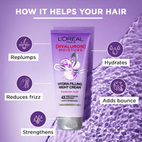 Thumbnail for L'Oreal Paris Hyaluron Moisture Combo for 72HR Hydrated Hair Shampoo + Conditioner + Night Cream