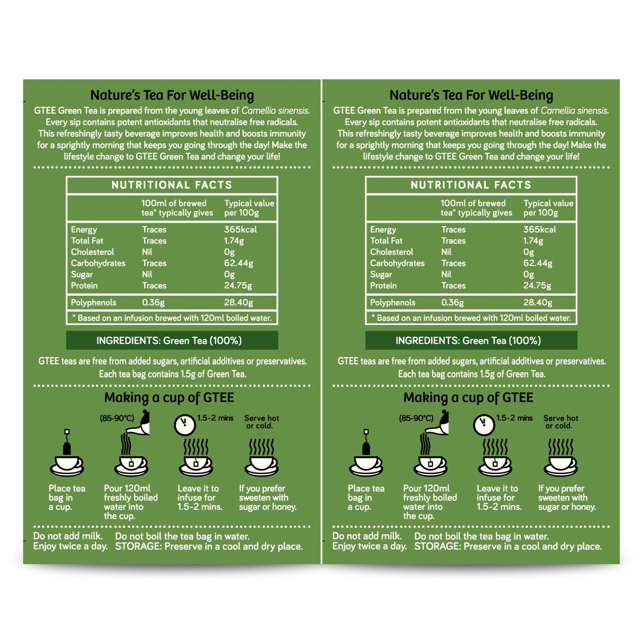 Gtee Green Tea Bags