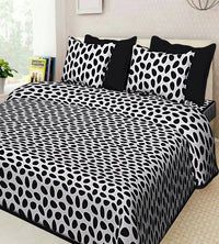 Thumbnail for vamika-printed-cotton-black-&-white-bedsheet-with-pillow-covers-(leoc_anda_bl