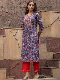 Thumbnail for Floral Printed A-line Calf-Length Kurta