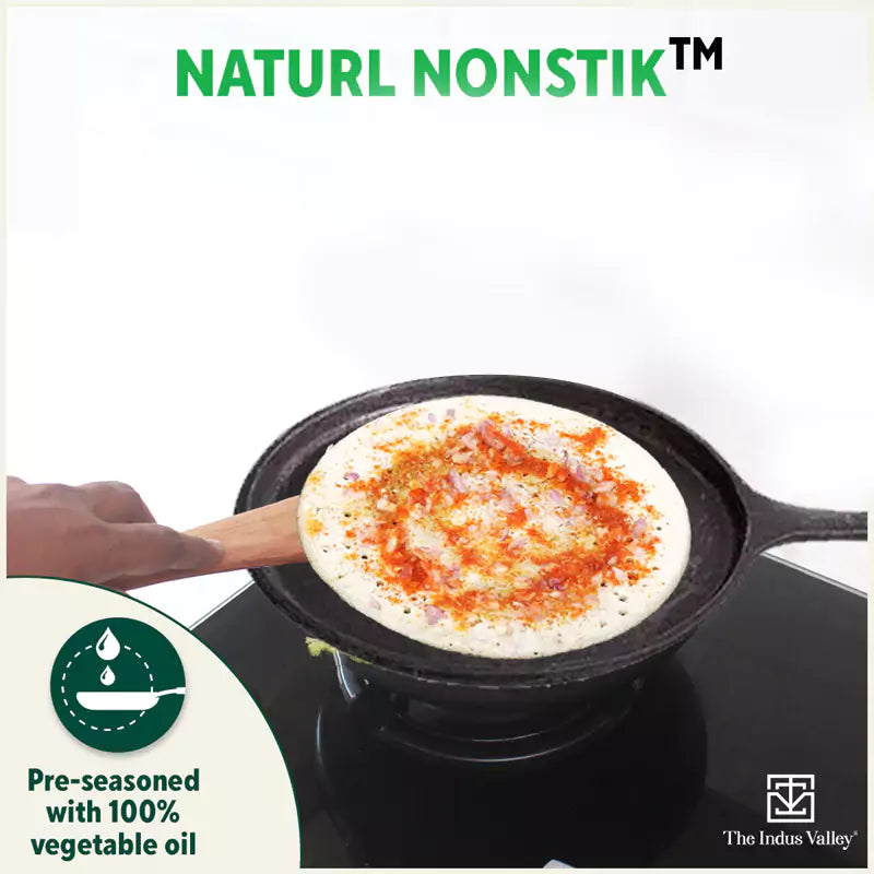 The Indus Valley CASTrong Cast Iron Cookware Set: Tawa+ Kadai+ Frypan, Kitchen Set for Home, Pre