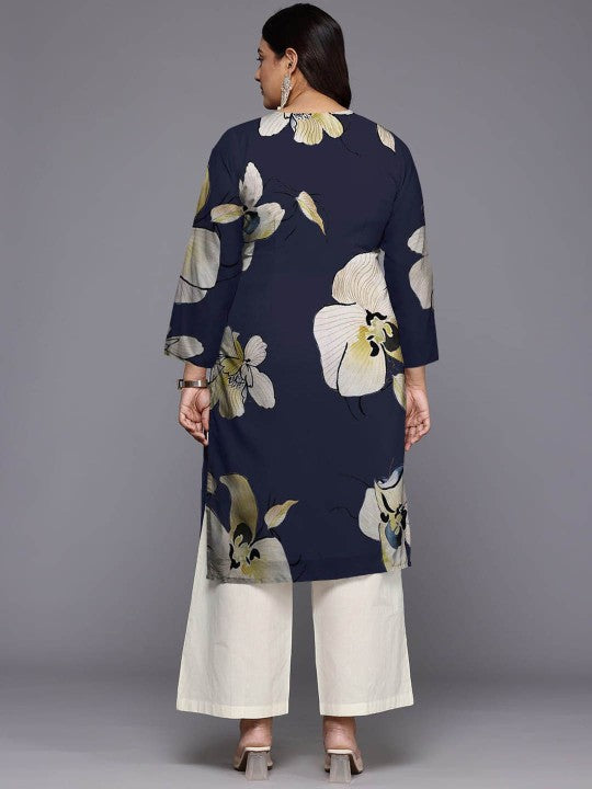 Plus Size Floral Printed Georgette Kurta