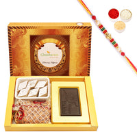 Thumbnail for ghasitaram-happy-rakhi-chocolate,-almonds-and-kaju-katli-with-pearl-beads-rakh