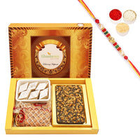 Thumbnail for ghasitaram-walnut-chocolate-bark,-almonds-and-kaju-katli-with-pearl-beads-rakh