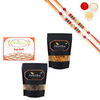 Thumbnail for ghasitaram-kaju-katlis,butter-chakli-sticks-and-banarsi-paan-with-pearl-beads-rakh