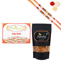 Thumbnail for ghasitaram-kaju-katli-and-soya-sticks-pouch-with-pearl-beads-rakh