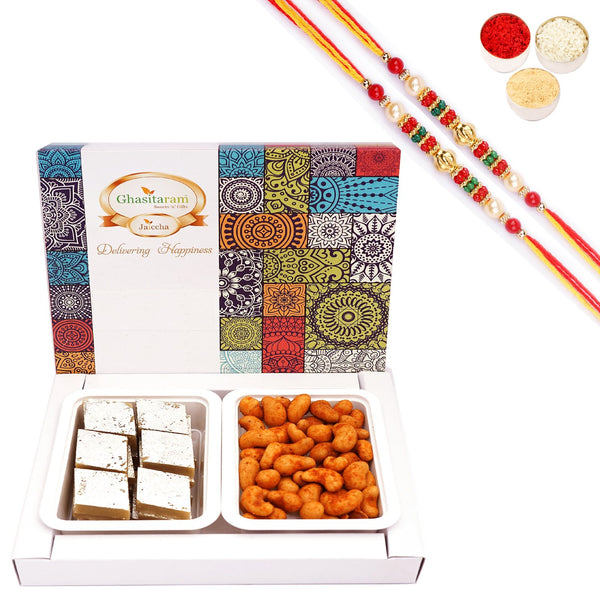 ghasitaram-festive-box-of-kaju-katli-and-crunchy-cashews-with-2-pearl-beads-rakhi
