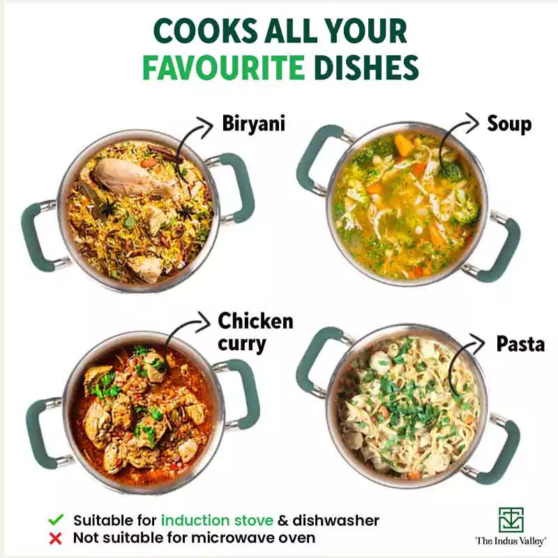 Casserole, Premium Quality, 3 Layer Thick Body, Cool Silicone Handles, 100% Toxin