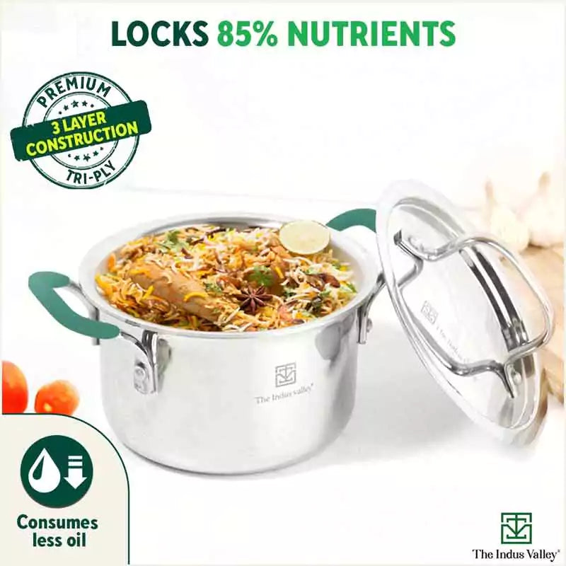 Casserole, Premium Quality, 3 Layer Thick Body, Cool Silicone Handles, 100% Toxin