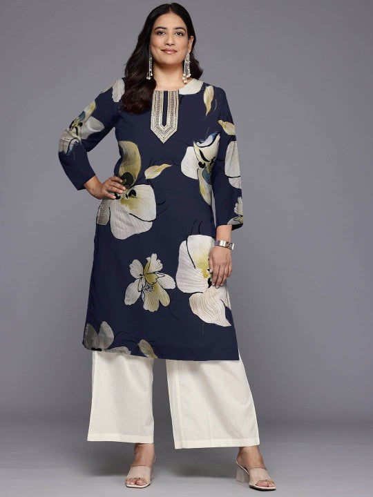 Plus Size Floral Printed Georgette Kurta