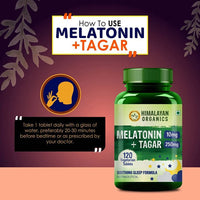Thumbnail for Himalayan Organics Melatonin 10 mg + Tagar 250 mg Tablets