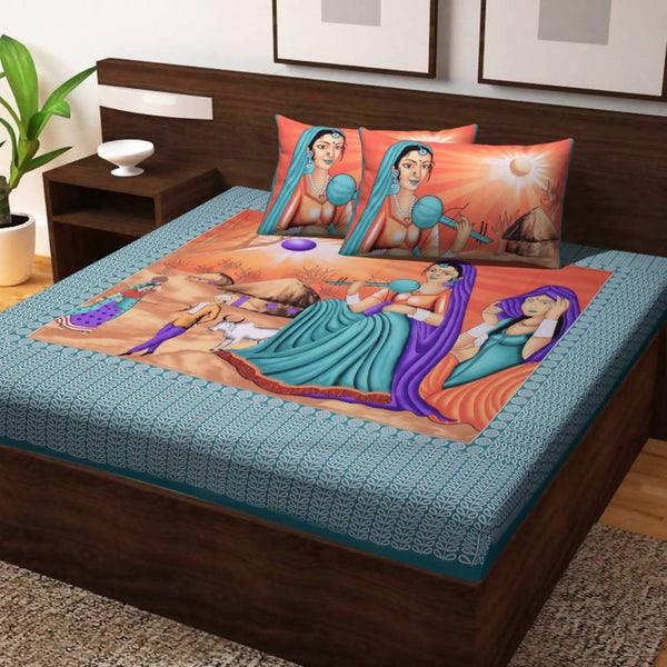 vamika-printed-cotton-veena-firozi-green-bedsheet-with-pillow-covers-(pm-veena-firozi