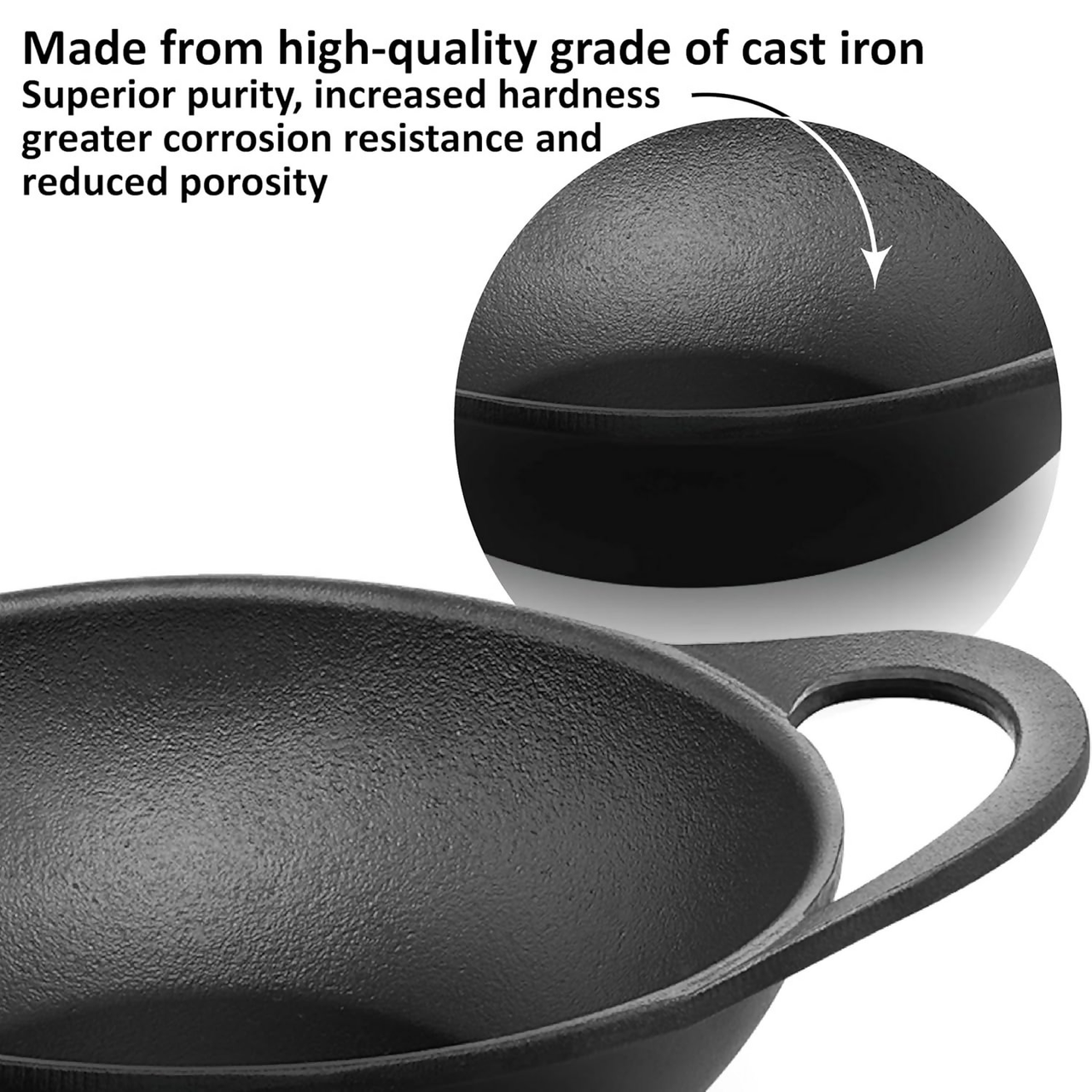 Hawkins Futura Cast Iron Nonstick Kadai with Glass Lid
