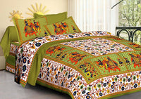 Thumbnail for vamika-printed-cotton-green-bedsheet-with-pillow-covers-(leoc_hthy_g