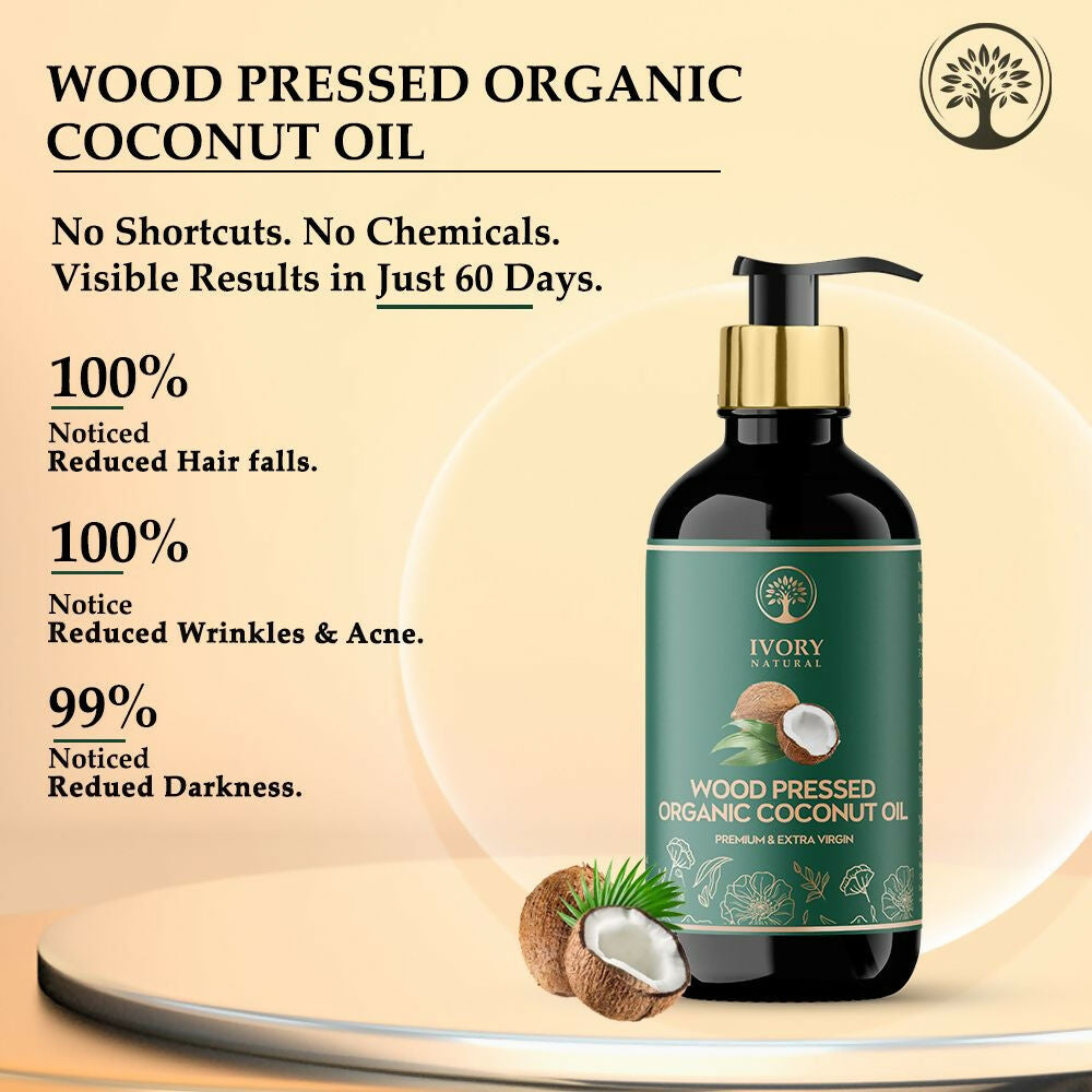 Ivory Natural Wood Pressed Organic Coconut Oil , Premium Extra Virgin Oil