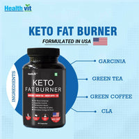 Thumbnail for Healthvit Keto Fat Burner With Garcinia, Green Tea, Green Coffee Capsules