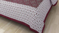 Thumbnail for Vamika Printed Cotton White & Red Bedsheet With Pillow Covers (LEOC_CHUN_MR)