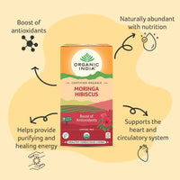 Thumbnail for Organic India Moringa Hibiscus Tea Bags