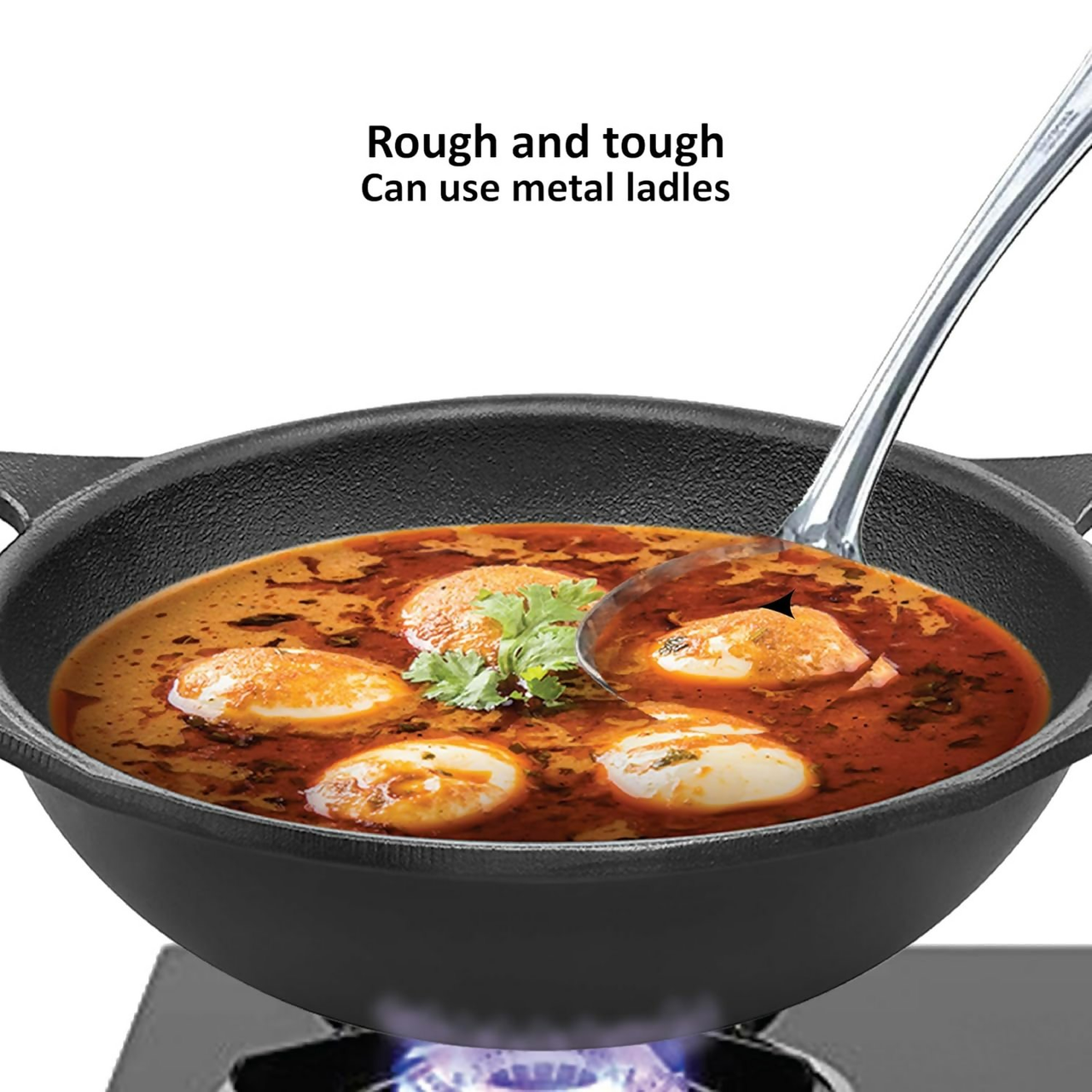 Hawkins Futura Cast Iron Nonstick Kadai with Glass Lid