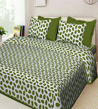 Thumbnail for vamika-printed-cotton-green-&-white-combination-bedsheet-with-pillow-covers-(leoc_anda_g