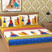 Thumbnail for vamika-printed-cotton-multicolor-beautiful-design-bedsheet-with-pillow-covers-(leoc_katp_y