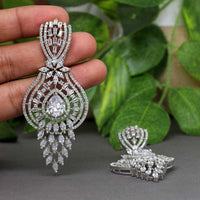 Thumbnail for silver color american diamond earrings (ade129slv)