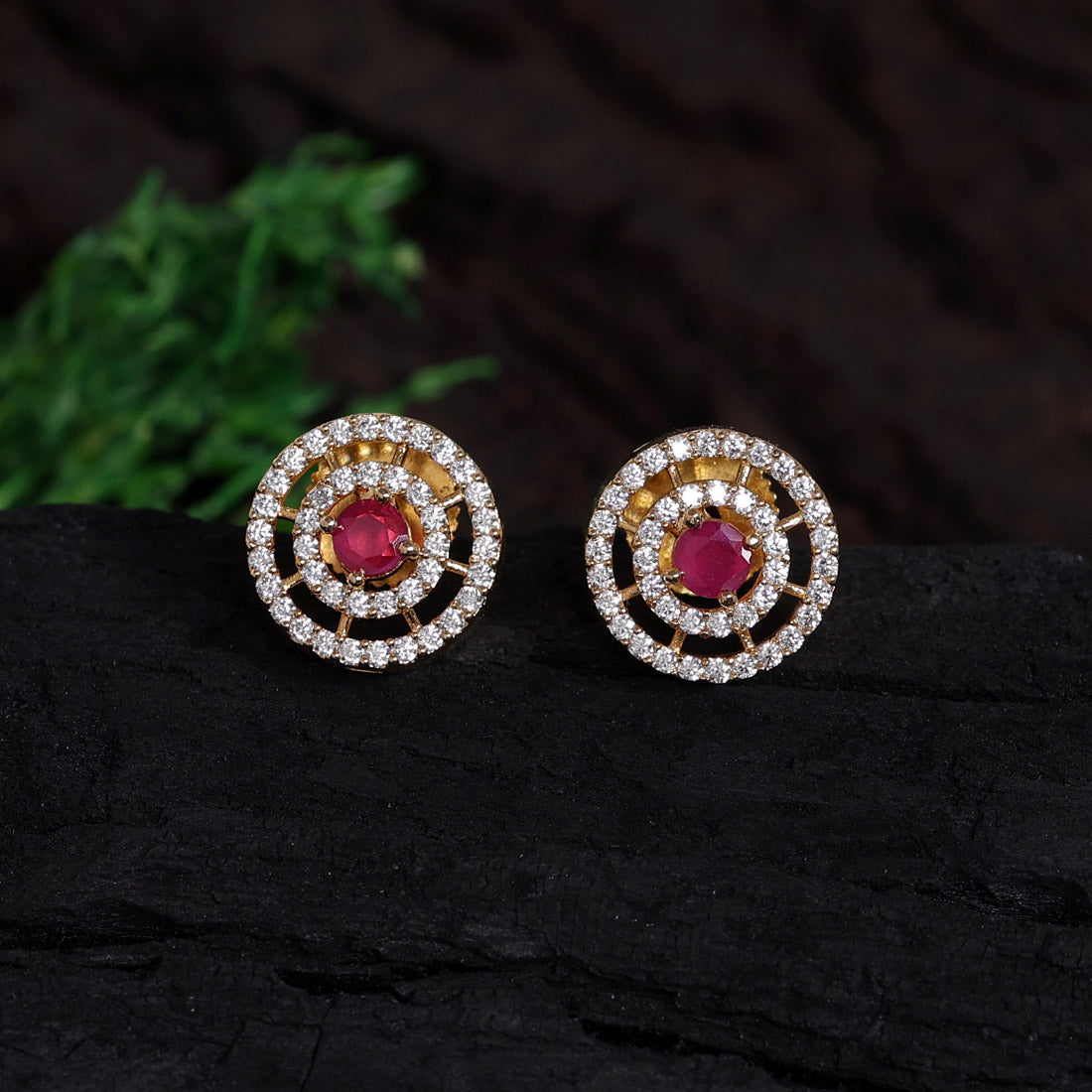 rani color american diamond stud earrings (ade424rni)