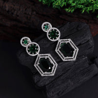 Thumbnail for green color american diamond earrings (ade437grn)