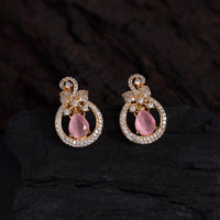 Thumbnail for pink color american diamond earrings (ade440pnk)
