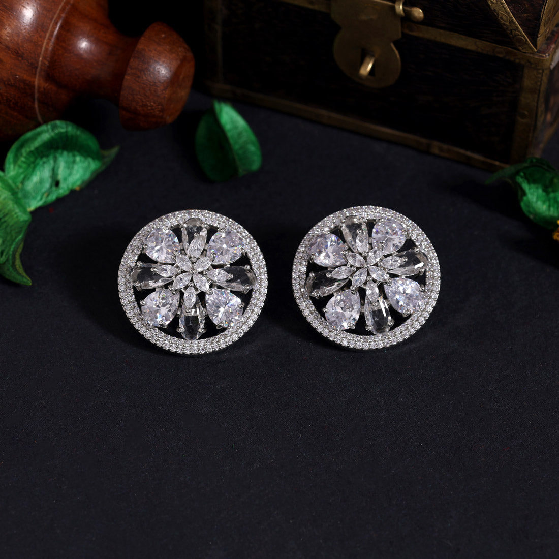 silver color american diamond earrings (ade472slv)
