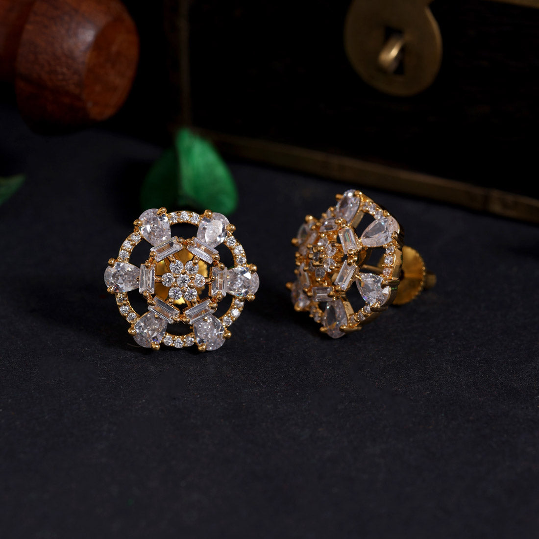 white color american diamond earrings (ade475wht)