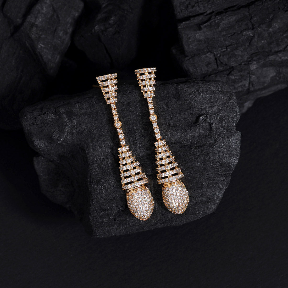 white color american diamond earrings (ade498wht)