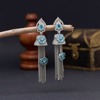 Thumbnail for firozi color american diamond earrings (ade516frz)