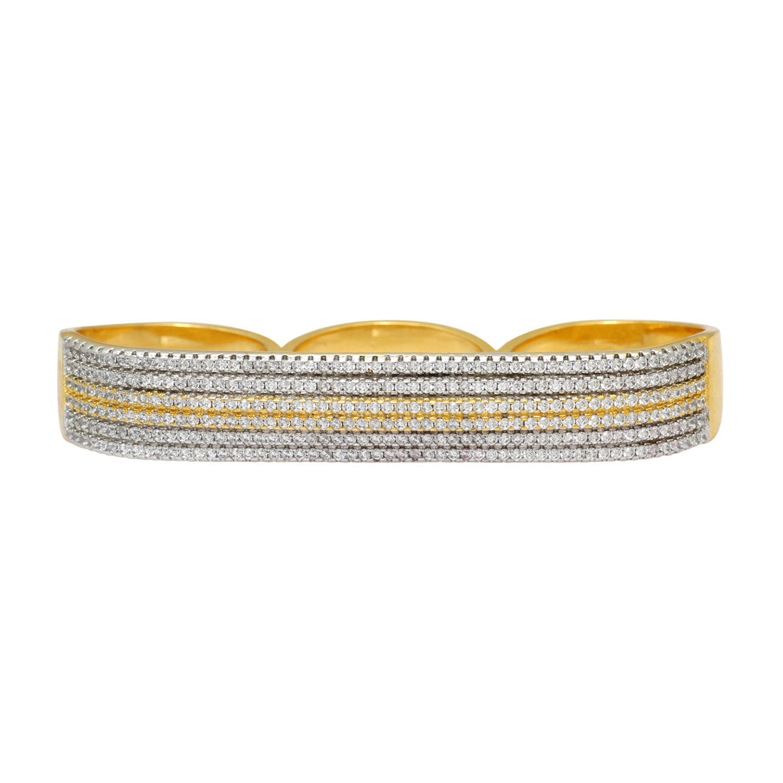 gold color three in one american diamond brass ring (adr147gld)