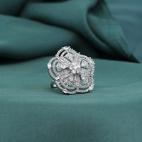 Thumbnail for white color american diamond finger ring (adr407wht)