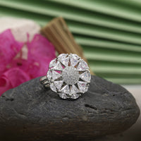 Thumbnail for silver color american diamond finger ring (adr509slv)