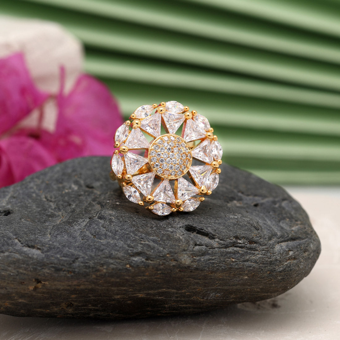 white color american diamond finger ring (adr510wht)