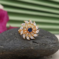 Thumbnail for blue color american diamond finger ring (adr515blu)