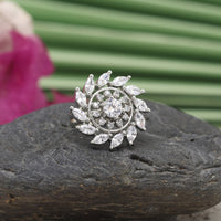Thumbnail for silver color american diamond finger ring (adr516slv)