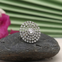 Thumbnail for silver color american diamond finger ring (adr532slv)