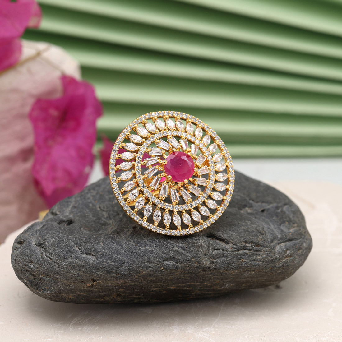 rani color american diamond finger ring (adr536rni)