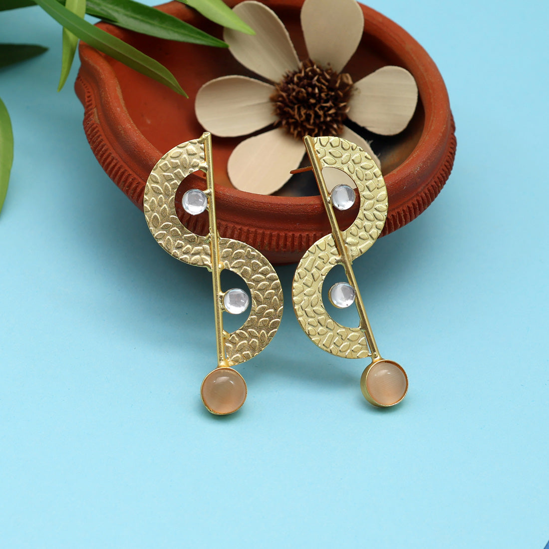 peach color amrapali earrings (ampe391pch)