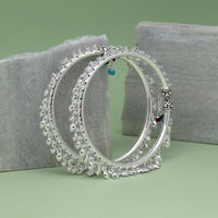Thumbnail for silver color oxidised anklets (kada) (ank1042slv)
