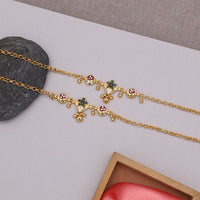 Thumbnail for gold color meena work anklets (ank1076gld)