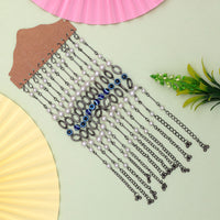 Thumbnail for blue & silver color 6 pair of anklets (ank107cmb)