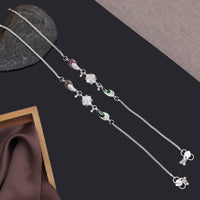 Thumbnail for silver color meena work anklets (ank1080slv)