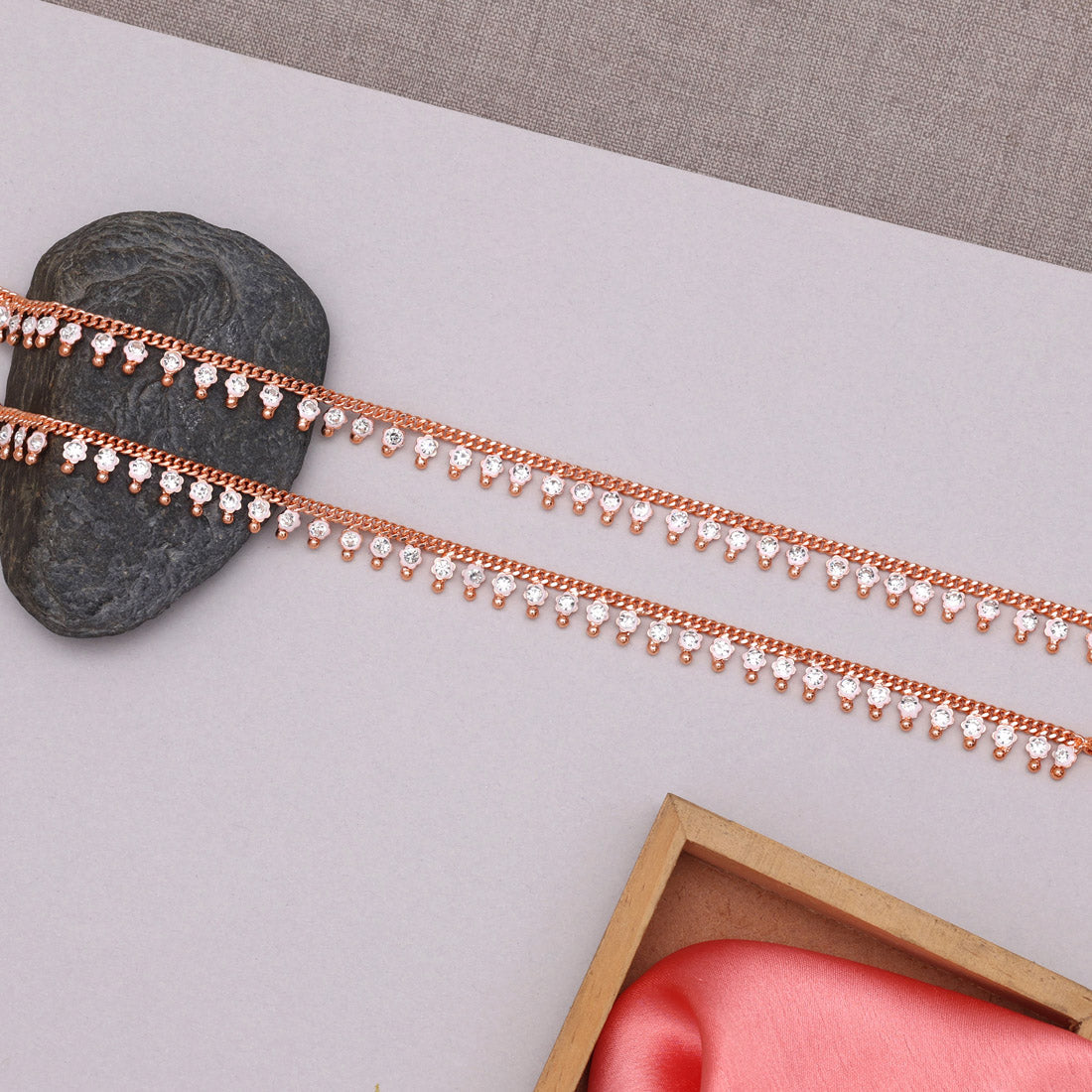 rose gold color anklets (ank1093rgld)